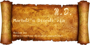 Marhás Dionízia névjegykártya